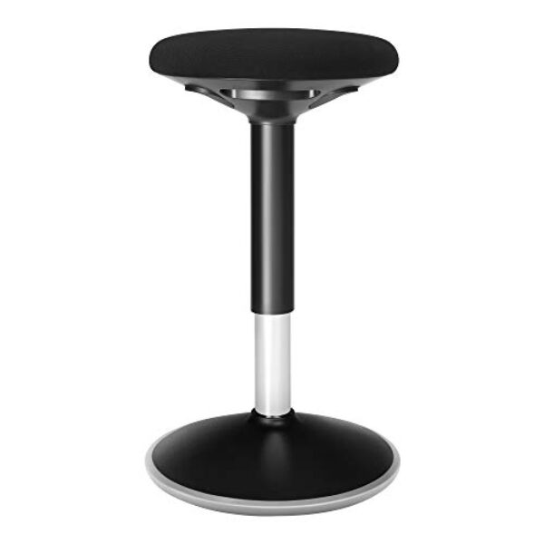 SONGMICS Bürohocker, ergonomischer Arbeitshocker, Sitzhocker, 360° Drehstuhl, höhenverstellbar 50-65 cm, einfache Montage, fürs Büro und Arbeitszimmer, schwarz OSC04BK