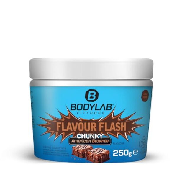 Bodylab24 Flavor Flash Chunky American Brownie 250g, kalorienarmes Flavour Powder für Quark und Joghurt, Aromapulver zum Süßen, Backen und Verfeinern von Lebensmitteln, reich an Ballaststoffen